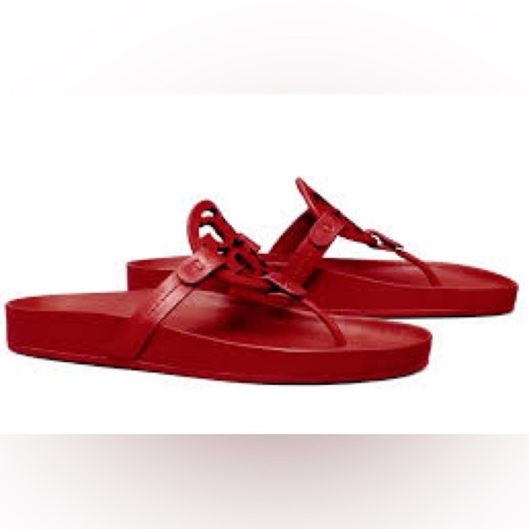 NWT Authentic Tory Burch Miller Cloud Red Leather Thong Sandals Size 11 M - Picture 8 of 16